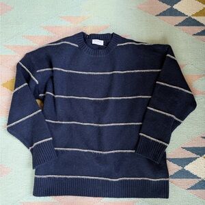 Buttermilon Navy and Cream Striped Crewneck Sweater